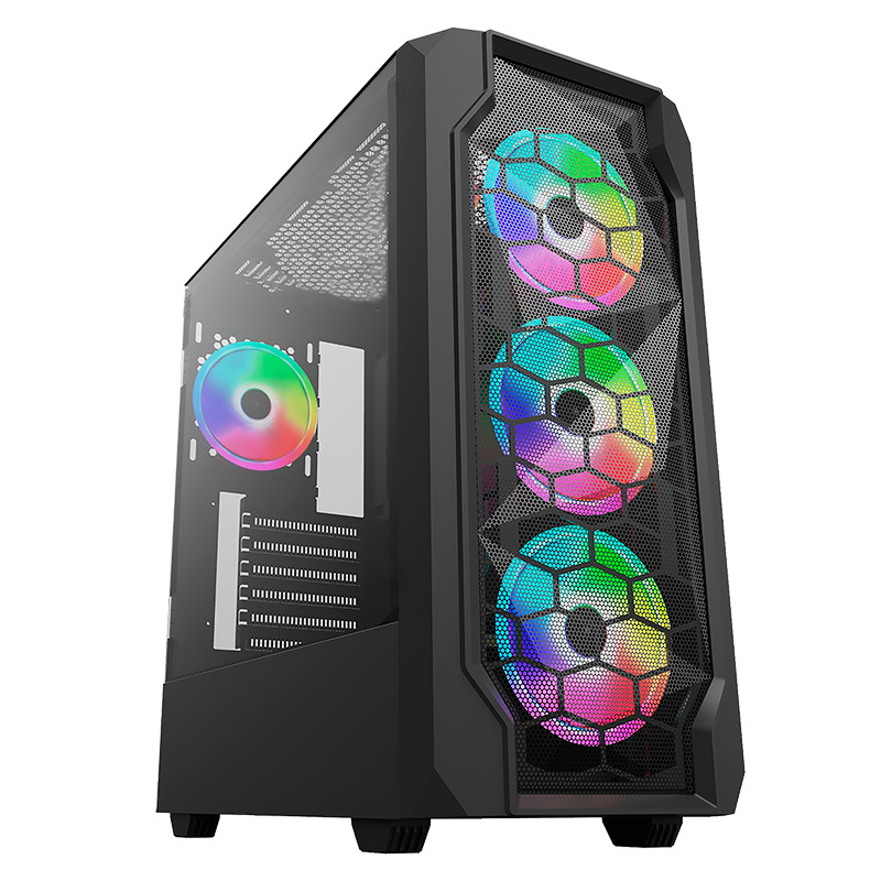 Case PC Gaming CM-241 ARGB - Mid Tower Nero, 3 Ventole RGB, Vetro Temperato, Compatibile ATX/Micro-ATX/ITX