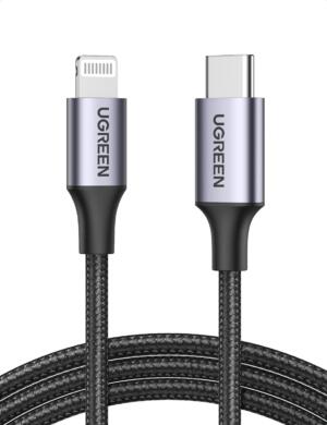 Cable Usb-C A Lightning 1M Trenzado Negro Us304 Ugreen