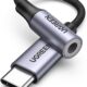 CABLE AUDIO USB-C A 3.5MM HEMBRA 10CM GRIS AV142 UGREEN