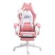 Silla Gamer BROCS BR6655 Reclinable con Apoyapies Pink/White